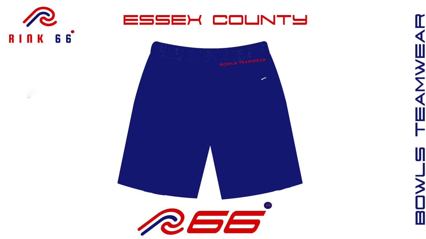 Pre-Order Essex County Bowling Association Unisex Red/Blue Bowls Team Shorts.